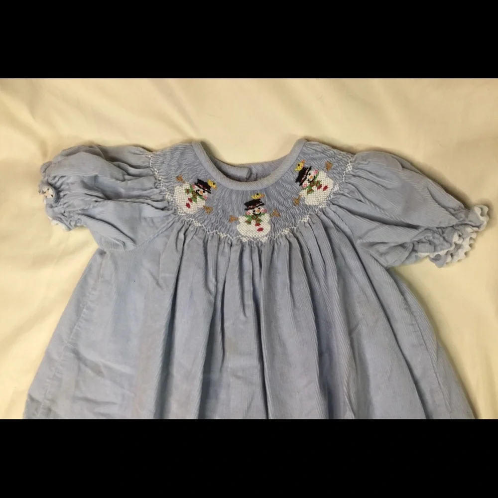Castle & Crowns Snowman Smocked Corduroy Dress